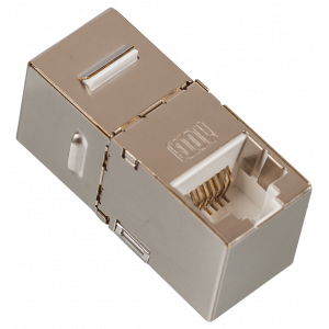 RJ-45 socket coupler, shielded, 90 degrees, category 6A, Keystone form-factor
